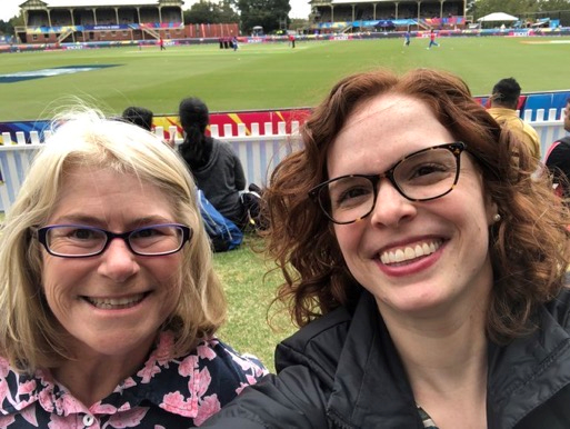 Di Cook & Emily Dodwell at a cricket match during Emily's visit to Australia